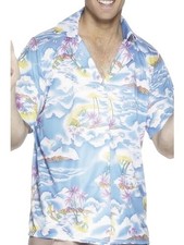 ADULT MENS BLUE HAWAIIAN BEACH PARTY SHIRT TROPICAL FANCY DRESS COSTUME M Heren Costume price