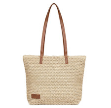 Womens Beach Bag Straw Tote Bag Woven Summer Handbag Large Shoulder Bag with Zip Dames Beach Tas price