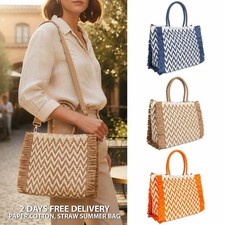 Womens Summer Handbag Beach Bag Woven Straw Tote Bag, Detachable Strap Dames Beach Tas price