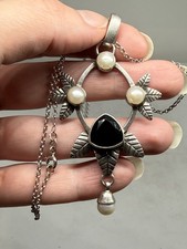 STERLING SILVER 925 CHUNKY VINTAGE PEARL GEM PENDANT BELCHER CHAIN UNOAERRE Pearl Ketting price