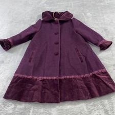 Girls Rothschild Plum Wool Blend Dress Coat Sz 4 Decorative Trim Velvet Accents Meisjes overjas price