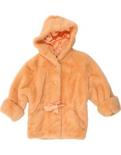 VINTAGE Girls Faux Fur Hooded Overcoat 7-8 Years Orange Acrylic ND14 Meisjes overjas price
