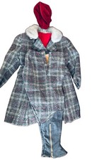 Vintage 1950's Girl’s Wool Winter Fur Trim Coat With Zipper Leggings &Velvet Hat Meisjes overjas price