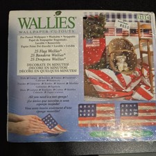 Wallies Wallpaper Cutouts American Flags Pre Pasted 12114 1 Pack 25 Library Kast price