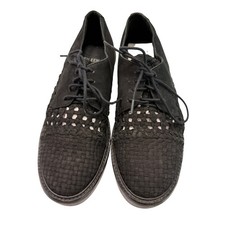 Eileen Fisher Black Leather Woven Platform Oxfords Lace Up Shoes Womens 6.5 Platform Schoenen price
