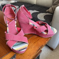Rocket Dog Clara Wedge Sandals 7 40 Red Platform Shoes Ankle Strap Peep Toe Platform Schoenen price