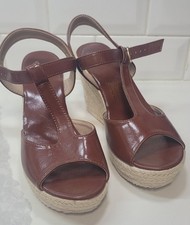 SHEIN Brown Espadrille Wedges T-Strap Sandals - Size 6 - Summer Platform Shoes Platform Schoenen price