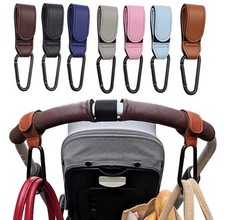 Leather Hooks For Baby Stroller Adjustable Pram Hook Organizer Diaper Bag Hanger Kinderwagen-Kinderwagen Organizer price