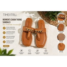 Time and Tru Womens Cognac Bn Chain Link Square Toe Memory Foam Sandals Size 9 Dames slippers en sandalen price