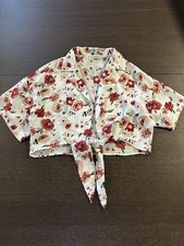 Jon & Anna Women White Floral Print Cropped Bolero Shirt Short Sleeve Size M Bolero price