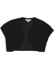 VINTAGE Womens Bolero Top UK 12 Medium Black Floral Polyester QI07 Bolero price