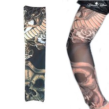 Fake Temporary Tattoo Sleeve Nylon Arm Stocking Skull Snake Mens Womens Kids Dames Arm Sleeves price