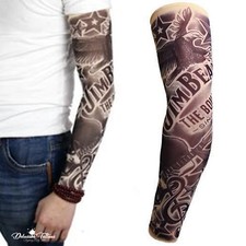 Fake Temporary Tattoo Sleeve Nylon Arm Stocking Black Gangster Mens Womens Kids Dames Arm Sleeves price