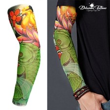 Tattoo Sleeve Nylon Temporary Arm Stocking Koi Carp Lotus Flowers Mens Womens Dames Arm Sleeves price