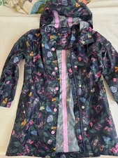 Joules Girls Raincoat Sz 6 Waterproof Hooded Jacket, Navy Blue Butterfly Print Meisjes regenjas price