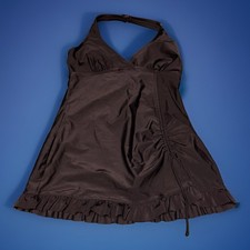 Island Escape Aloha Tankini Swim Top Women's Black Size L flattering ruffles Tankini price