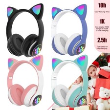 Kinder Kinder Kopfhörer Wireless Bluetooth Headset LED Lichter Katze Ohrhörer Kinder koptelefoons price