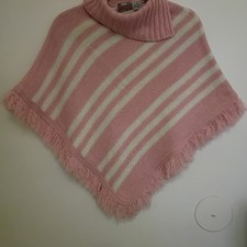 VTG Cozy Pink Striped Girls Poncho Sz M 10/12 Meisjes poncho price