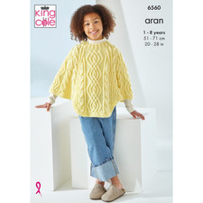 King Cole Pattern Girls Poncho and Tabard knitted in Fashion Aran 6560 Meisjes poncho price