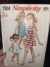 Vintage 1968 Girls Tunic & Shorts Sewing Pattern 7614 Size 12 Uncut Meisjes tuniek price