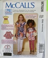 McCalls 7526 Girls Tunic Bodice Pull On Loose Fit EASY Child New Uncut Pattern J Meisjes tuniek price
