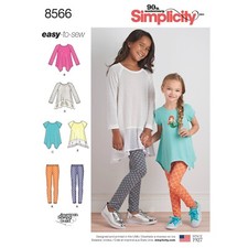 SIMPLICITY 8566 CHILDS GIRLS KNIT TUNIC LEGGINGS Sewing Pattern Sizes 3-6 & 7-14 Meisjes tuniek price