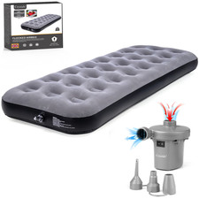 Single Inflatable Flocked Air Bed Camping Mattress Airbed with Electric Pump Lucht Matras price