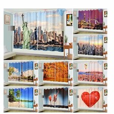 CHEAP Eyelet Blackout Curtains 3D Digital Printed Pair of Curtains Ring Top Lucht Curtains price