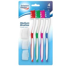 4pcs Adult Toothbrush Toothbrushes + 3 Covers / Medium Nylon Bristles Soft Brush Tandenborsteles price
