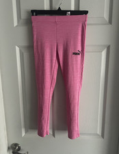 PUMA Girls Pink Logo Leggings Size S (7/8) Elastic Waist Stretch Ankle Meisjes leggings price