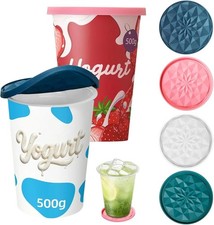 Yoghurt Pot Lids ONLY Fit 9.5cm Diameter Pots Reusable Silicone, (Multicolor, 4) Yoghurt price