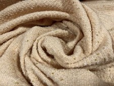 Wool Blend Heavyweight Bouclé Fabric, Per Metre - Clotted Cream & Gold Lurex Clotted cream price
