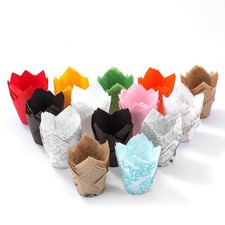 50pc Muffin Cases Wraps Wrapper muffin Cupcake Large Tulip Multiple Colours PC Cases price