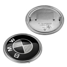 Black White Carbon Fiber Grommets 82mm Front Hood 74mm Rear Trunk Emblem Badge Badge price
