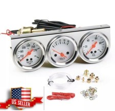 Universal 2" Chrome Volt Water Oil Pressure Triple 3 Gauge Set Gauges USA SELLER Water price
