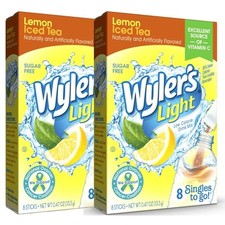 Wyler's Light Drink Mix Singles, Lemon Iced Tea, Sugar Free, 8ct (2 Pack) Cold Powdered Dranken price
