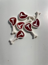 LEGO-NEW-#98372PBO1-STEAK ON BONE W/RED MEAT/WHITE T BONE PATTERN-1 PIECE-RARE Red Meat price