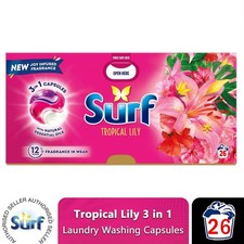 Surf 3 in 1 Laundry Washing Detergent Capsules Tropical Lily, 26 Washes Laundry Detergent price
