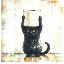 Serviettes en papier chat et papier toilette humour. Napkins cat&toilet paper Toilet Papier price