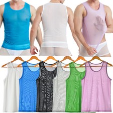 Mens Undershirts Sport Fitness Tank Tops Mesh Sheer Sleeveless T-shirts Vest Tee Heren tank Tops / Undershirts price