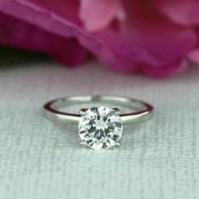 Single Diamond Solitaire 2Ct Round Cut Engagement Wedding 14k White Gold Over Diamant Solitaire Ring price