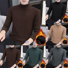 Thermal Underwear For Men Long Sleeve Fleece Half High Collar Solid Top Thermal Ondergoed price