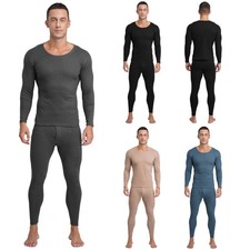 Mens Thermal Underwear Set Warm Base Layer Soft Tops with Bottom Nightwear Thermal Ondergoed price