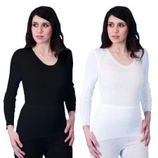 Snowdrop Thermal Underwear Ladies Long Sleeve Tops Vest Baselayer Black or White Thermal Ondergoed price