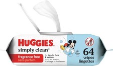 Huggies Simply Clean Unscented Baby Diaper Wipes, 1 Flip-Top Pack 64 Wipes Total Babyluier price