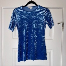 Tibi Baby Blue Crushed Velvet Stretch T-Shirt Baby T-shirt price