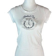 Anthropologie LyreBird Baby T-Shirt Womens XXS White Clocked Out Lace Ruffle Baby T-shirt price