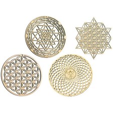 4Pcs Sacred Geometry Wall Art Flower of  Grid Wooden Accent Decor Wooden1163 Geometry price