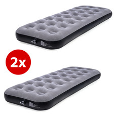 2x Camping Airbed Flocked Inflatable Mattress Single Blow Up Air Bed - Grey Lucht Matras price