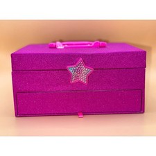 Sparkle Glitter Makeup Vanity Case Jewelry Box with Mirror and Accessories NWT Make-upkwasten en accessoires price